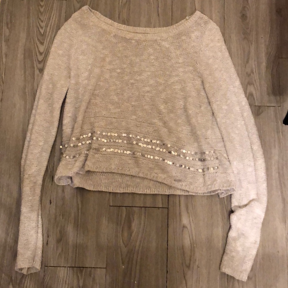 🐚☁️ Hollister white gray cropped sweater